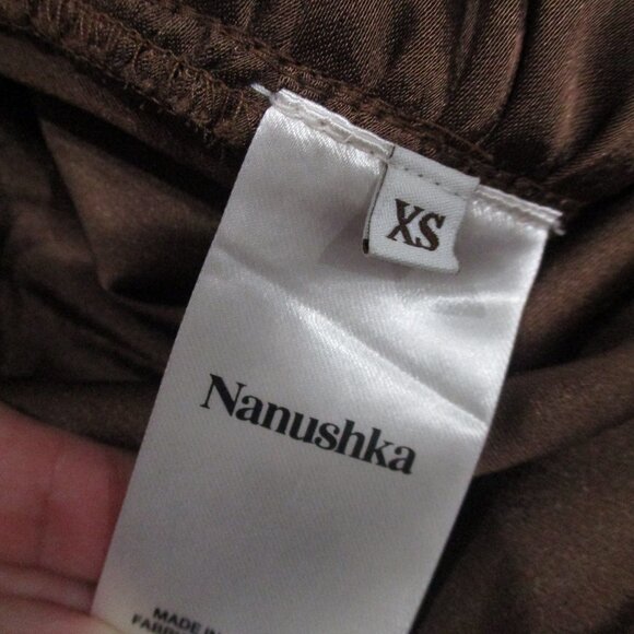 Nanushka Long Sleeve Cropped Twisted Front Satin Effect Top - Picture 6 of 6